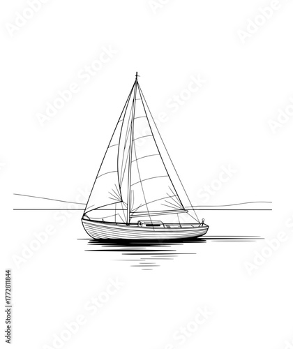 sailing boat on white background