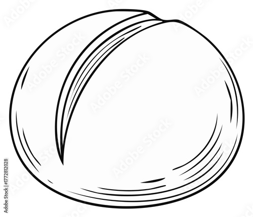 Hand-drawn sketch of a round loaf of bread with a central score line