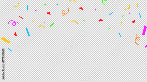 Colorful confetti isolated on a transparent background. Falling festive elements for easy overlay in print and digital designs. 2