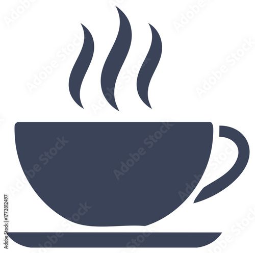 Stylized Illustration of a Cup of Coffee with Steam, Beverage Icon
