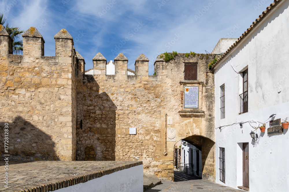 Fototapeta premium Vejer, Spain - April 17, 2025: Streets of the historic center of the city of Vejer de la Frontera, province of Cadiz, during the Easter festivities in Vejer, Spain.