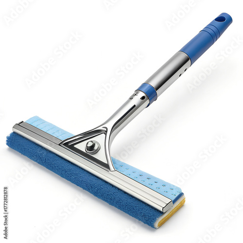 Blue Sponge Window Squeegee with Metal Handle - Streak-Free Glass Cleaner