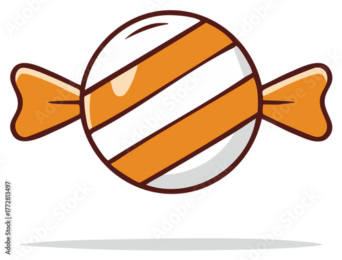 Striped candy wrapped hard sweet sugary treat illustration for confectionary design and kids projects