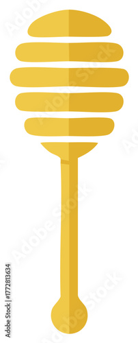 Stylized Golden Honey Dipper Tool for Sweetening Foods