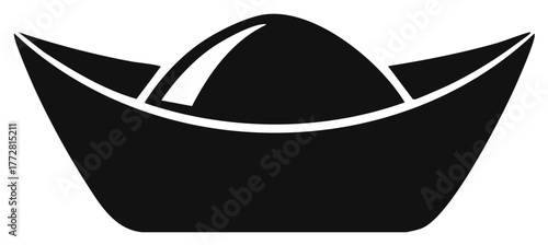 Black silhouette icon of a Chinese gold ingot yuanbao, a traditional symbol of wealth and good fortune
