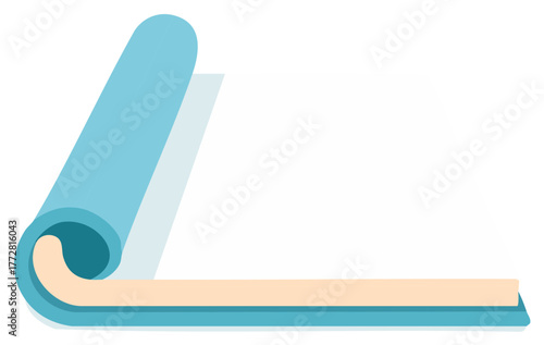 Blue Exercise Mat Rolled for Fitness Activity Isolated on White Background