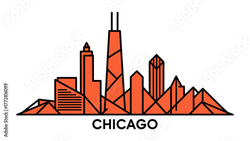 Chicago Skyline Illustration: An eye-catching illustration showcases the Chicago skyline, featuring its iconic architectural silhouettes in a clean and modern style.