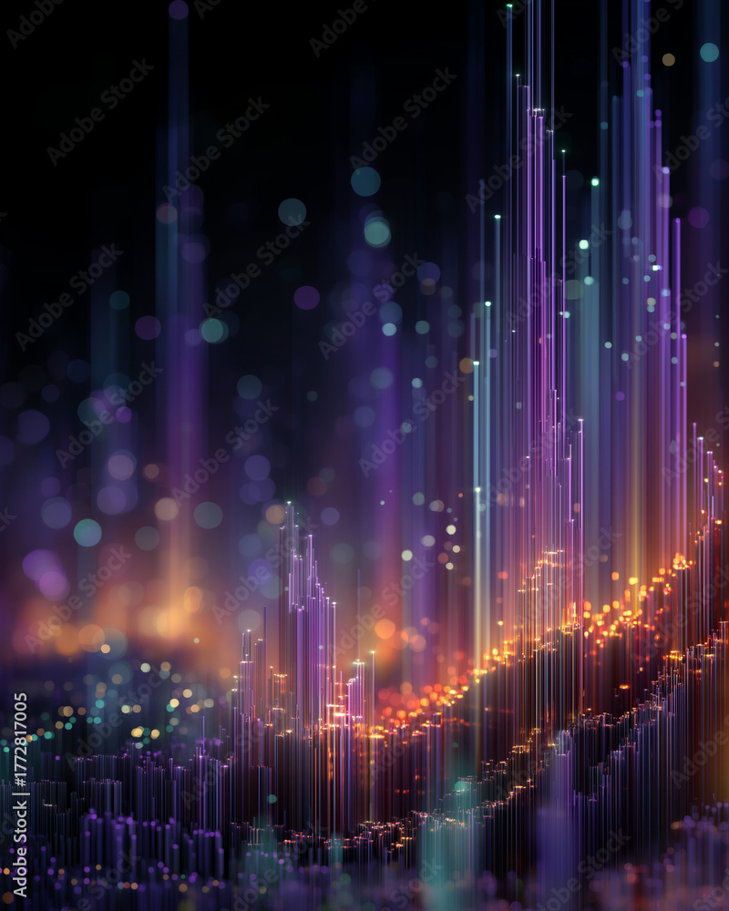 Obraz premium Digital Spectrum: A mesmerizing digital artwork pulses with vibrant energy, showcasing a symphony of light and color that embodies the ever-evolving world of technology.