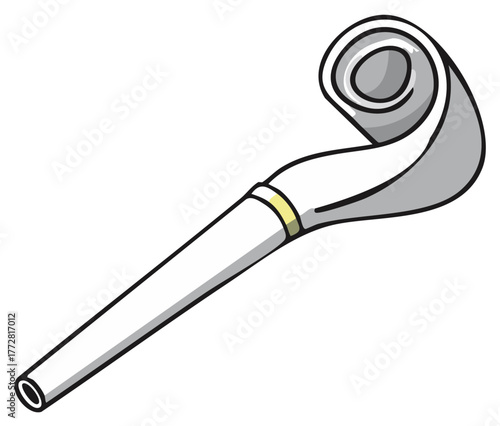 Cartoon party horn noisemaker on white background for event celebration