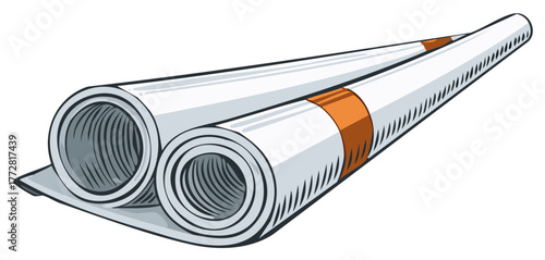 Rolled paper documents or architectural plans vector illustration