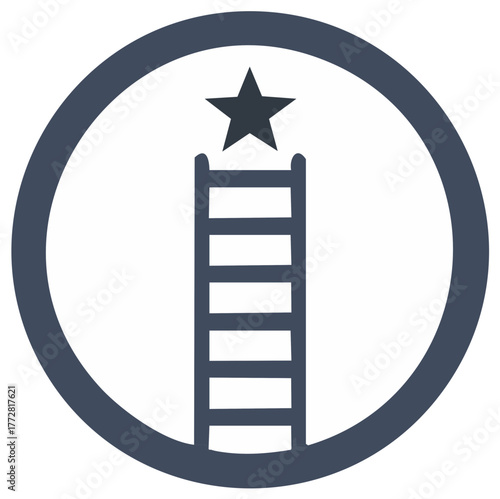Ascending the Ladder Goal Achievement with Star Symbol inside Circle