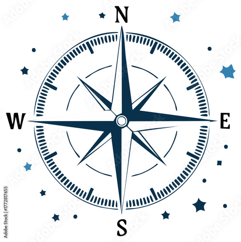 Nautical Compass Rose with Cardinal Directions Navigation Tool for Exploration Adventure or Location Direction Guidance