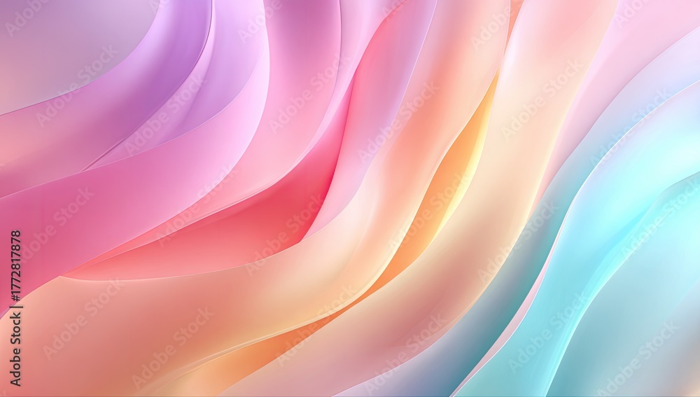 Obraz premium Flowing pastel abstract, vibrant waves of color. Smooth curves, artistic design