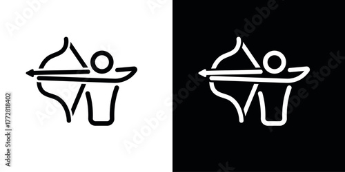 Archery sport vector illustration. Simple line icon logo design