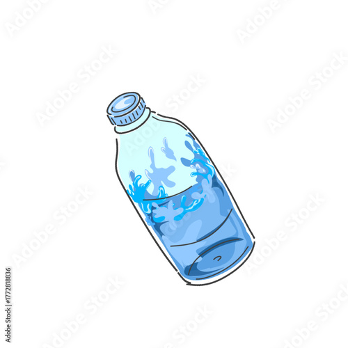 illustration of a drink bottle containing mineral water without a background