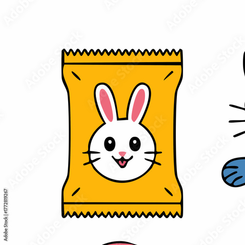 Cartoon Rabbit Snack Package Illustration.