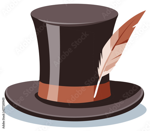 Classic Top Hat with Feather Accent for Distinguished Style