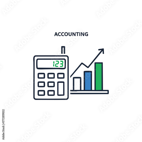 Accounting Calculator With Rising Bar Graph.