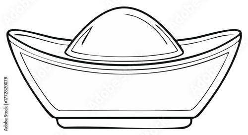 Traditional Chinese Gold Ingot Line Art Representing Wealth and Prosperity