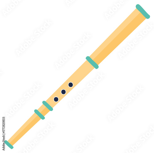 Minimalist musical flute wind instrument with light yellow and teal accents