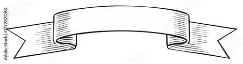 Vintage ribbon banner in a hand drawn sketch style for a title or header