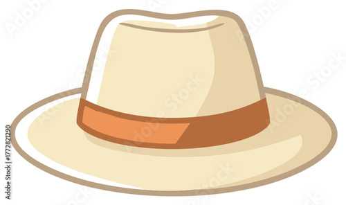 Vintage straw boater hat with brown ribbon, retro fashion accessory, sun protection item for summer vacations