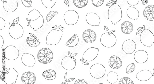 Seamless citrus pattern of lemon and orange fruit vector illustration