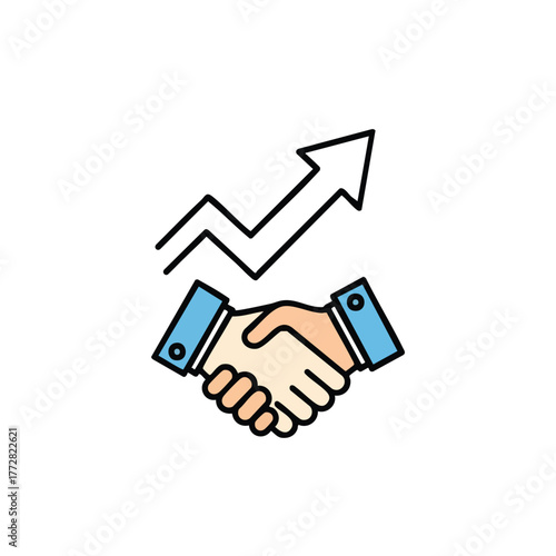 Business handshake symbolizing partnership and growth.