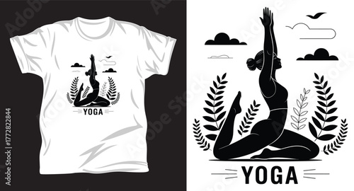yoga graphic vector t shirt design print.