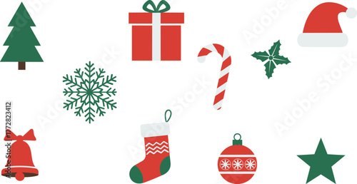 Collection of festive christmas icons and symbols for holiday design and celebration
