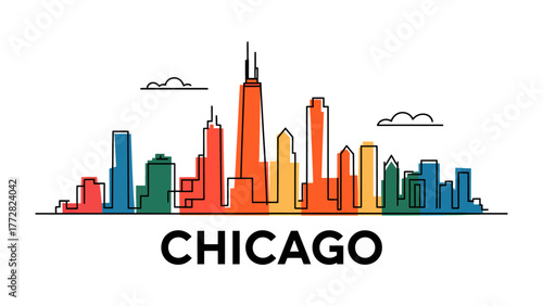 Chicago Skyline: a simple depiction of Chicago, showing its most iconic structures.