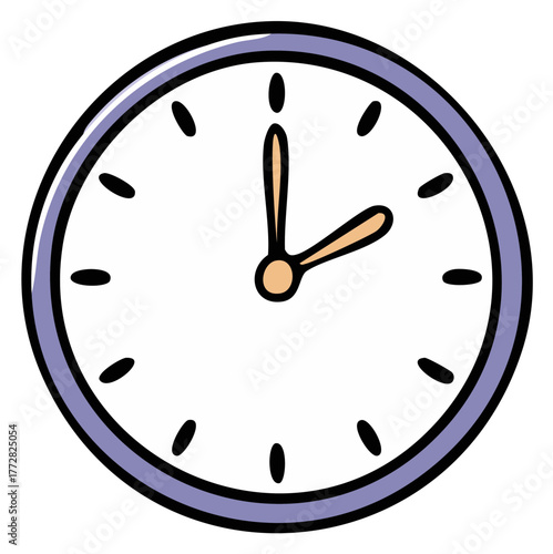 Cartoon-style illustration of a clock showing two o'clock, with a round face.