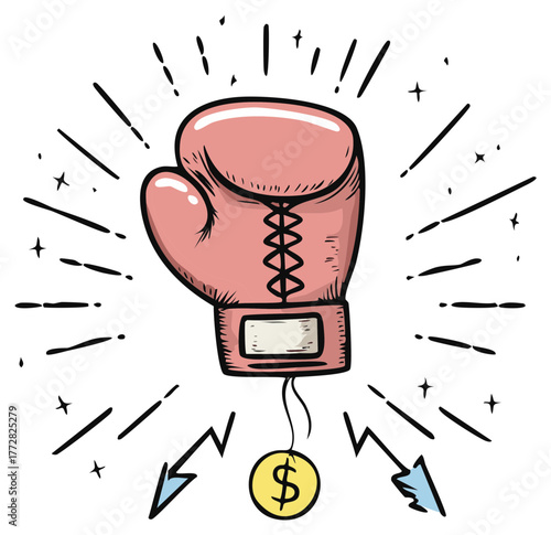 Boxing Glove with Money: Financial Struggles, Business Competition, and Economic Challenges