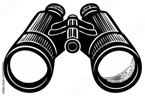 Binoculars Illustration, Vector Graphic, Optics for Exploration, Observation, and Adventure