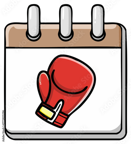 Cartoon Calendar with Red Boxing Glove for Fitness Events or Martial Arts Reminders