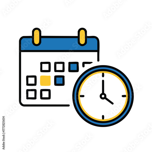 Calendar and Clock Icon Illustration for Time Planning.