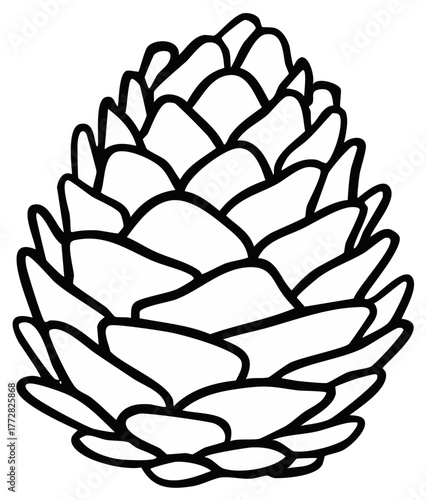 Hand drawn black outline pinecone illustration perfect for nature autumn and winter holiday designs