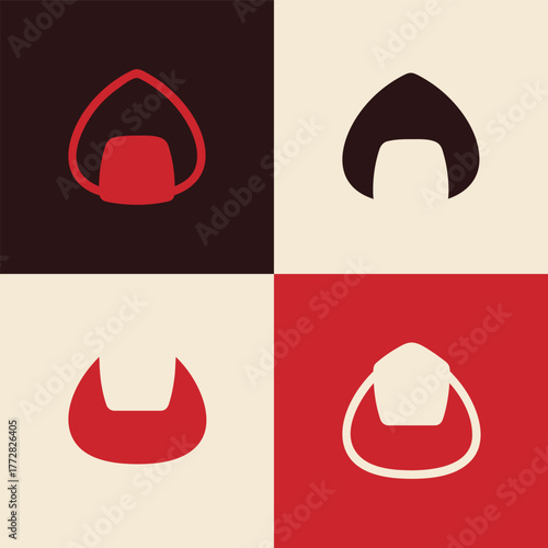 Minimalist Onigiri Logo Bundle Design Set for Japanese Food Brand and Modern Identity