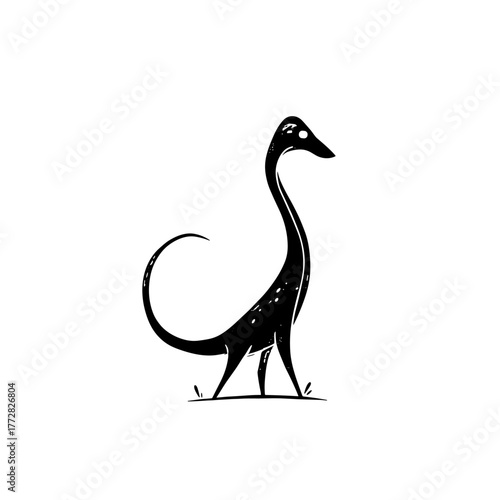 Parasaurolophus. Parasaurolophus simple black and white line art vector logo