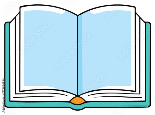 Open Book with Blue Pages Illustration for Education, Reading, and Learning