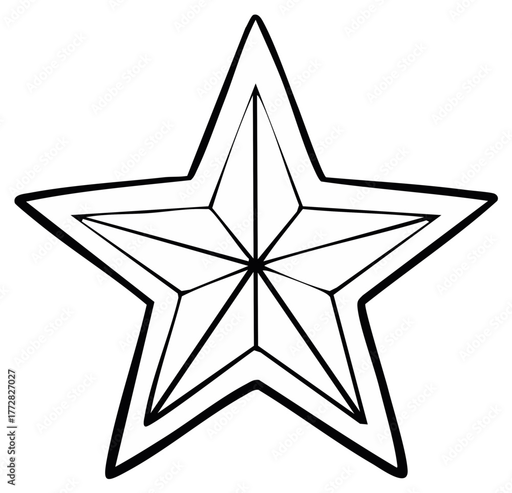 Obraz premium Detailed geometric five pointed star outline line art illustration