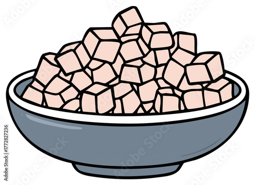 Bowl of Cube Shaped Treats Candy Sweet Sugar Cubes
