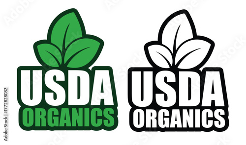 USDA Organic label – Green and White Certified Organic Product Label Icons for Eco Branding