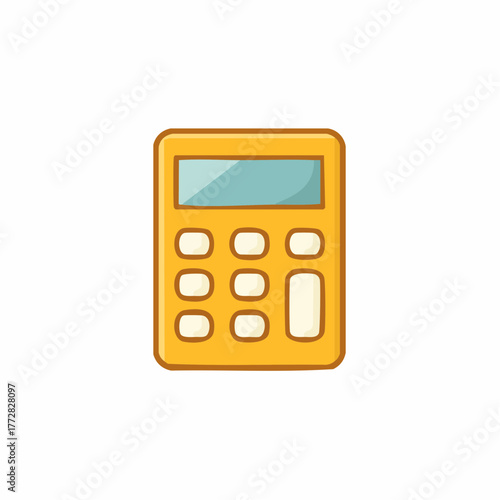 Cartoon Calculator Illustration on White Background for Math Education Finances