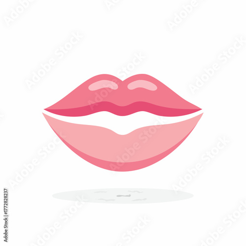 Soft Pink Lips With Glossy Shine and Subtle Smile Lines