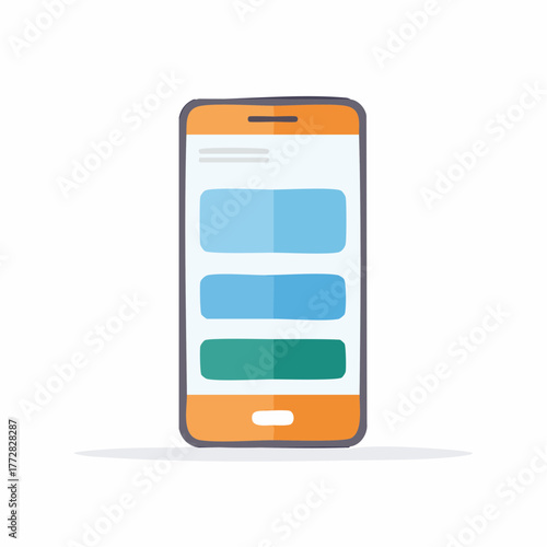 Hand drawn smartphone with mobile application screen user interface design template