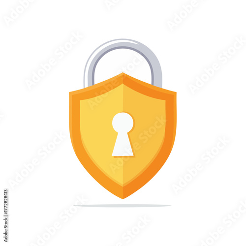 Golden Shield Padlock with Keyhole Icon Symbolizing Digital Security and Data Protection