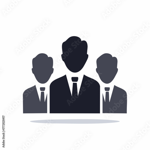 Silhouette Illustration of Three People in Suits and Ties Representing a Team or Group of Businessmen