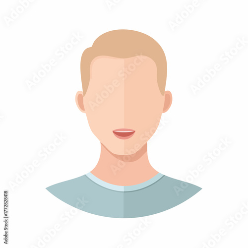 Anonymous Male Portrait Illustration Showing Blond Hair and Blue Shirt Flat Design Style Avatar