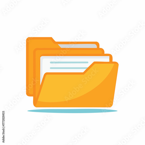 Group of orange document folders with white paper inside ready for organization
